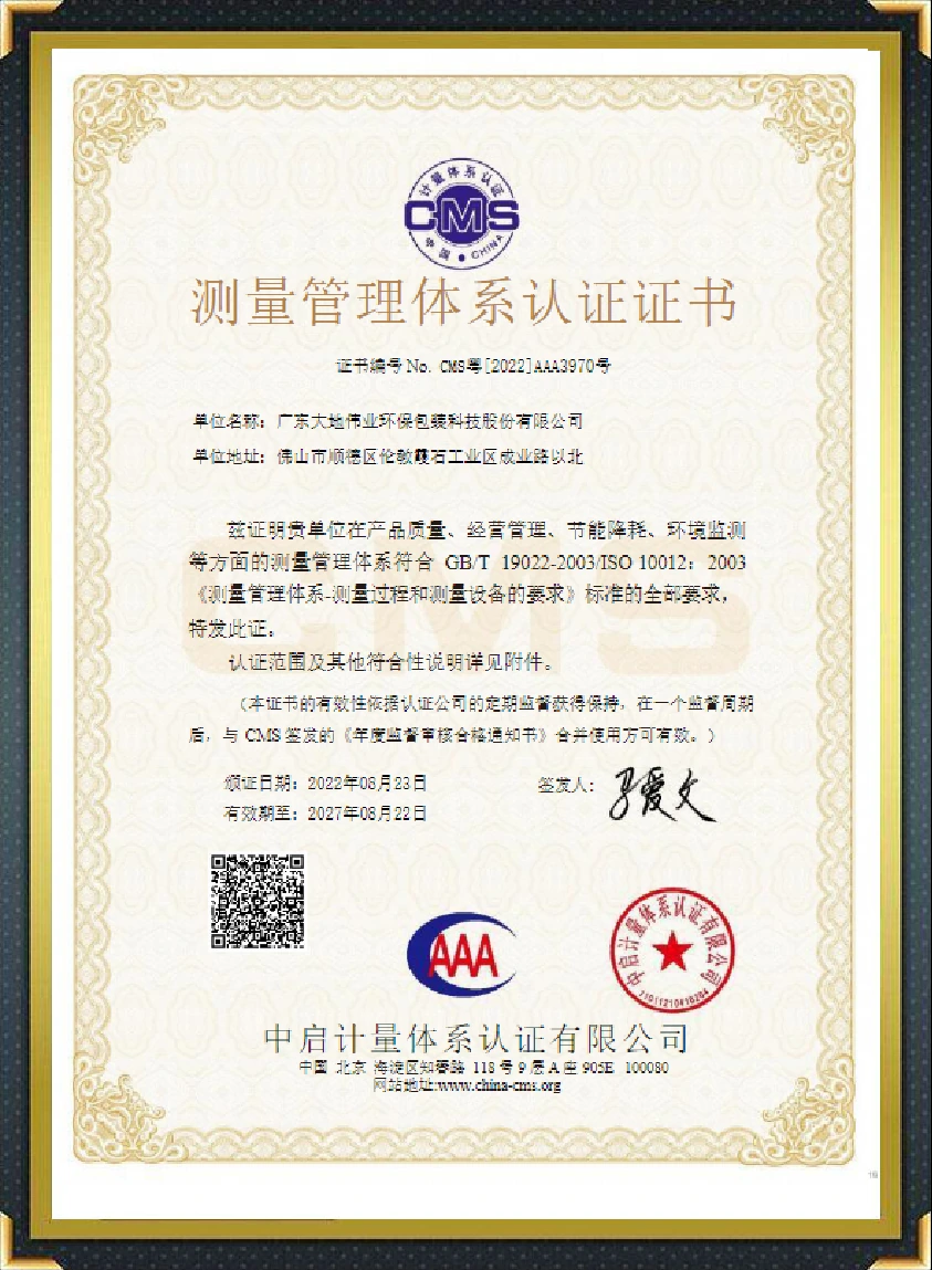 ISO 10012 certificate preview