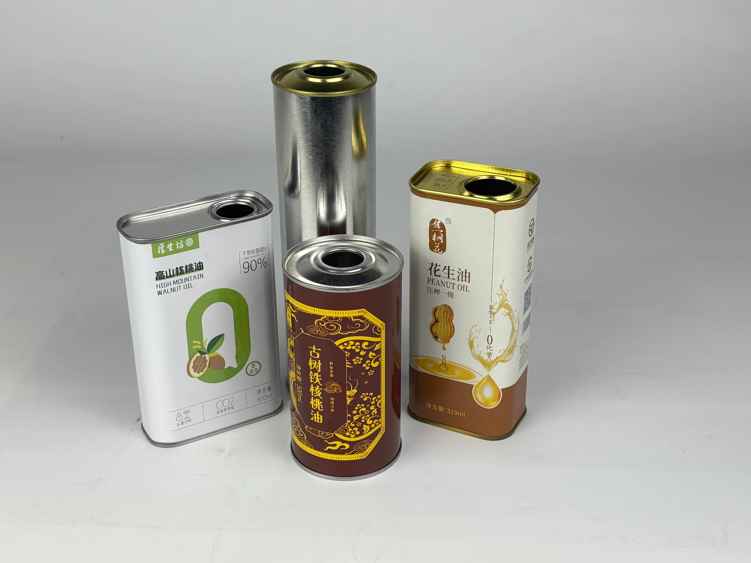 Four edible oil can structures